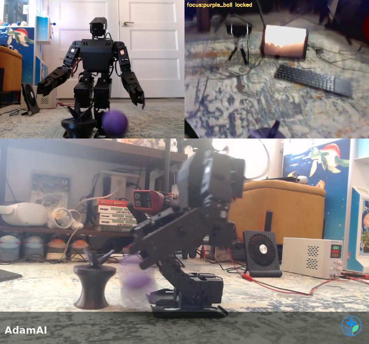 The ball in flight after the robot's forward throw
